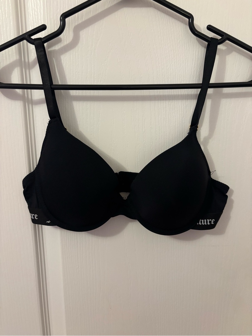 Juicy Couture Black Padded T-Shirt Bra with Logo Band